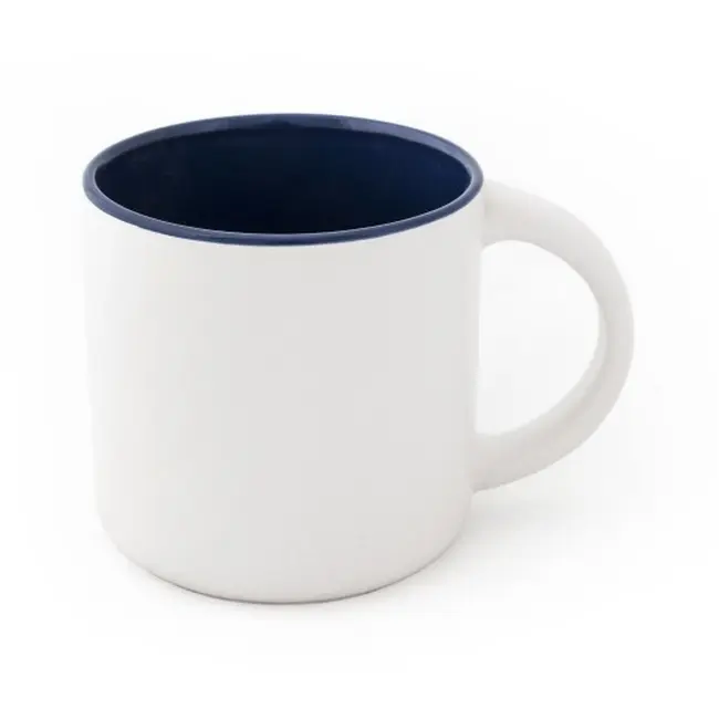 Чашка керамічна матова 350 мл Белый Темно-синий 7012-06