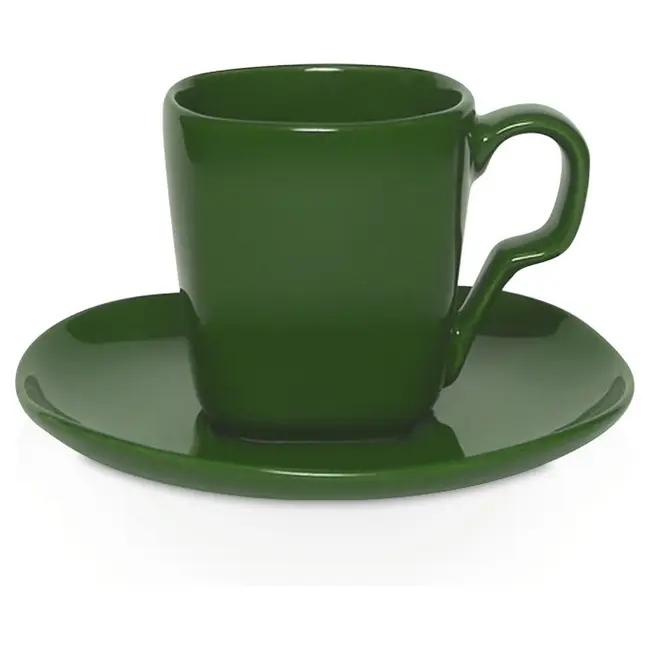 Чашка керамічна Espada S з блюдцем 80 мл Зеленый 1752-23