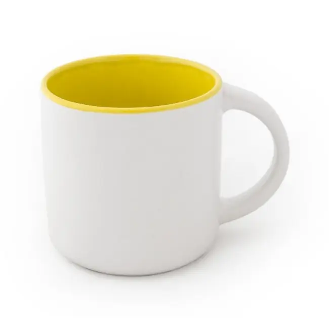 Чашка керамическая матовая 350 мл Желтый Белый 7012-04