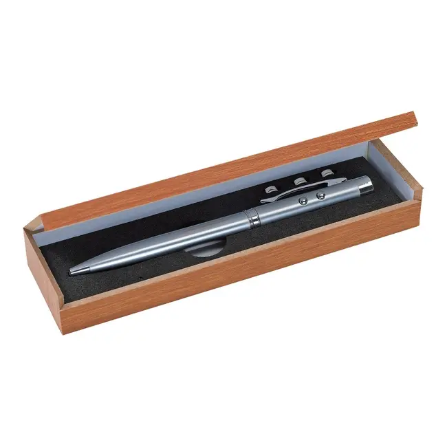 Ручка металлическая с лазерной указкой и фонариком Серебристый 2801-01