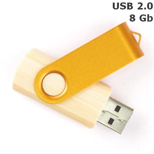Флешка 'Twister' дерев'яна 8 Gb USB 2.0 Древесный Золотистый 3673-101