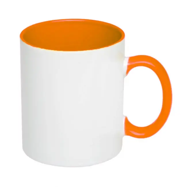 Чашка керамічна євро-циліндр Белый Оранжевый 1334-07