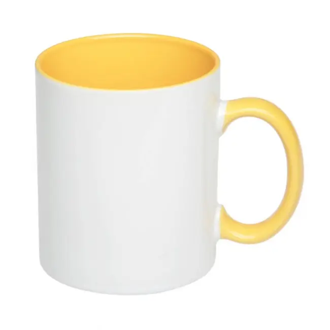 Чашка керамическая евро-цилиндр Желтый Белый 1334-05