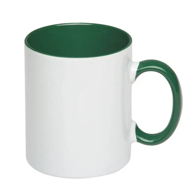 Чашка керамическая евро-цилиндр Зеленый Белый 1334-06