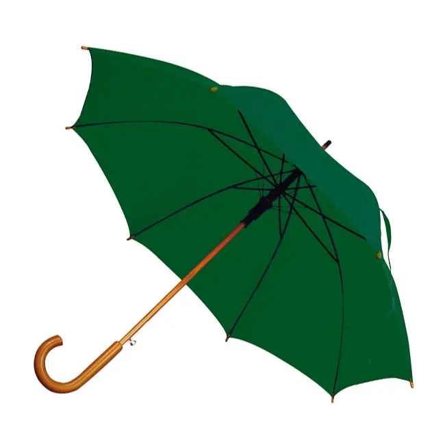 Зонт трость с деревянной ручкой Зеленый 5372-19