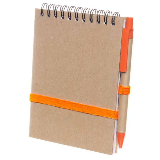 Блокнот A6 вертикальный с ЭКО-ручкой оранжевый