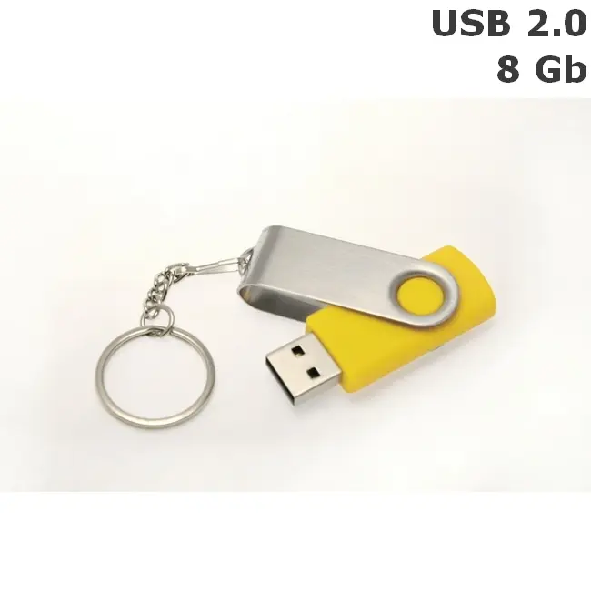Флешка Твистер пластиковая 8 Gb USB 2.0 Серебристый Желтый 6086-06