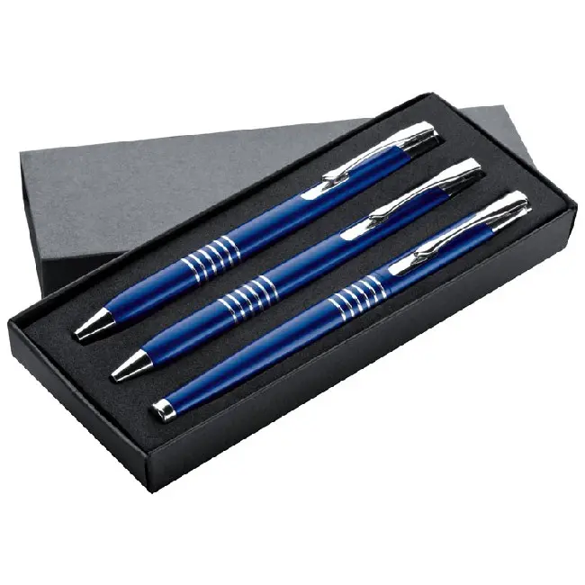 Набор - перьевая ручка, шариковая ручка и карандаш Серебристый Темно-синий 4815-06