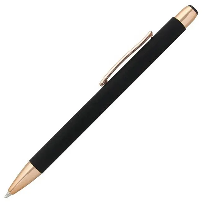 Ручка металева 'GLORIA' soft-touch дзеркальний лого Золотистый Черный 15195-03