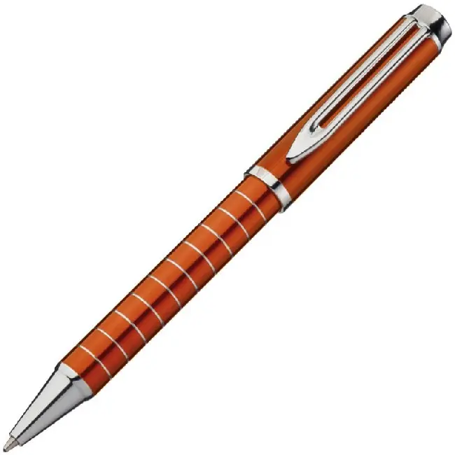 Ручка металева смугаста Серебристый Оранжевый 4196-01