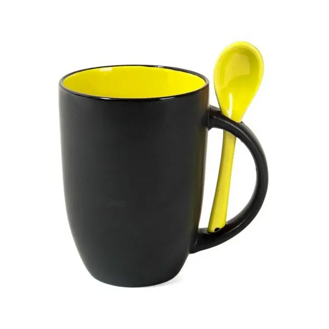 Чашка с ложечкой 400 мл Черный Желтый 8938-03