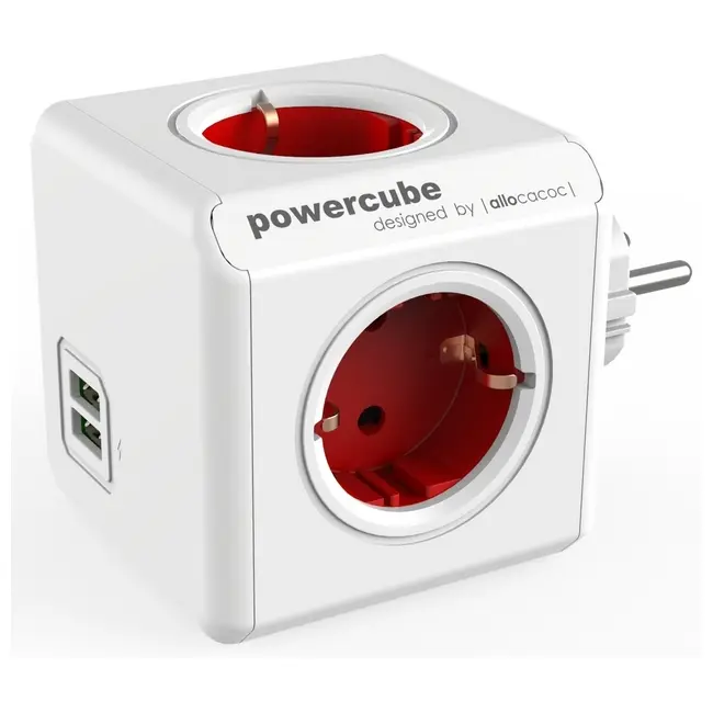Зарядное устройство 'Allocacoc' 'PowerCube Original USB' на 2 USB-порта + 4 розетки Белый Красный 1537-03
