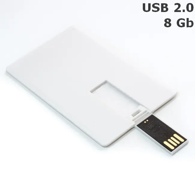 Флешка Кредитка пластиковая 8 Gb USB 2.0 Белый 3621-01
