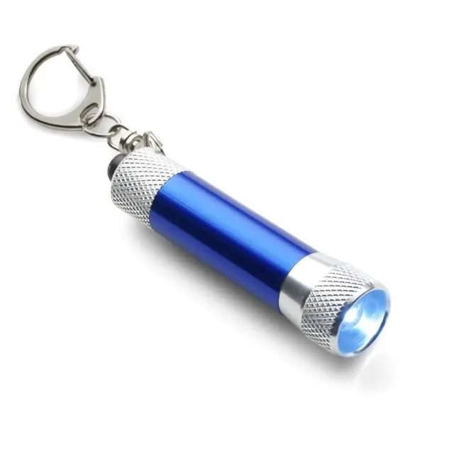 Брелок фонарик 1 светодиод металлический Серебристый Синий 6672-04