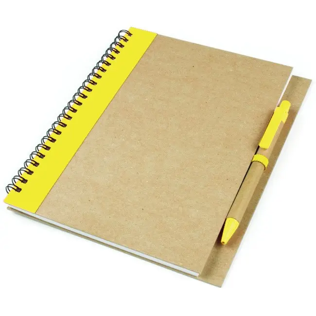 Блокнот A5 с ЭКО-ручкой с полосой желтый Древесный Желтый 6833-08