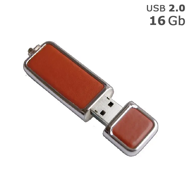 Флешка 'GoodRAM' 'ART LEATHER' 16 Gb USB 2.0 коричнева Серебристый Коричневый 4959-02