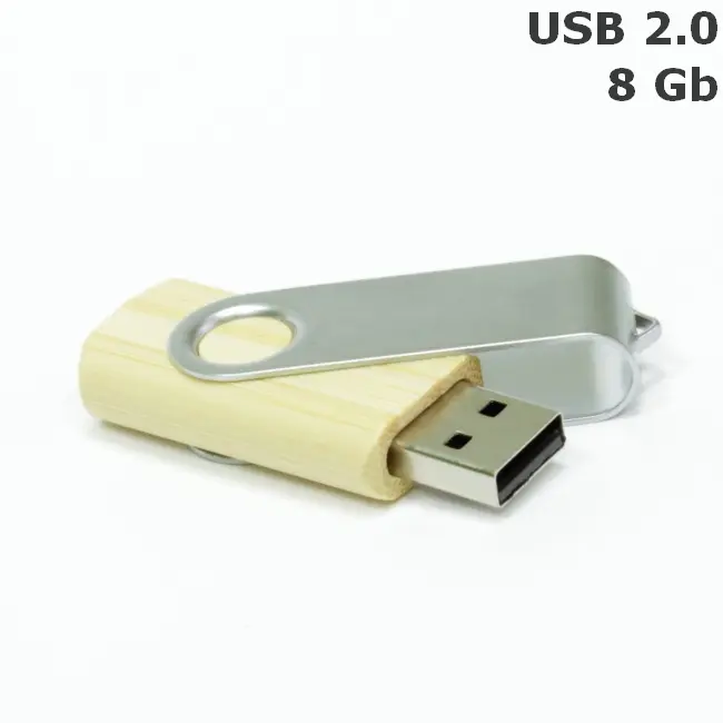 Флешка 'Twister' деревянная 8 Gb USB 2.0 Древесный Серебристый 3673-93