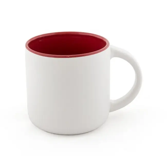 Чашка керамическая матовая 350 мл Красный Белый 12198-01
