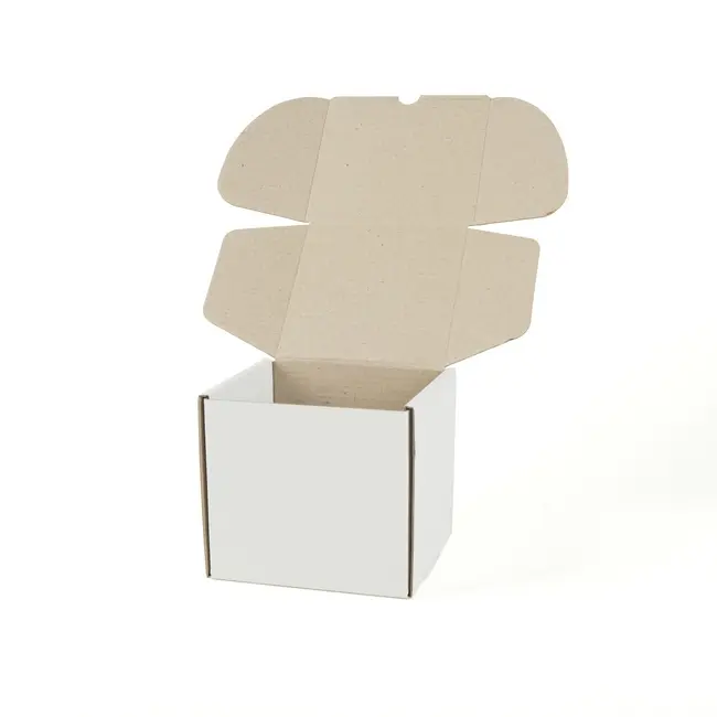 Коробка самозбірна з білого гофрокартону 100х100х100 мм Белый 14970-01