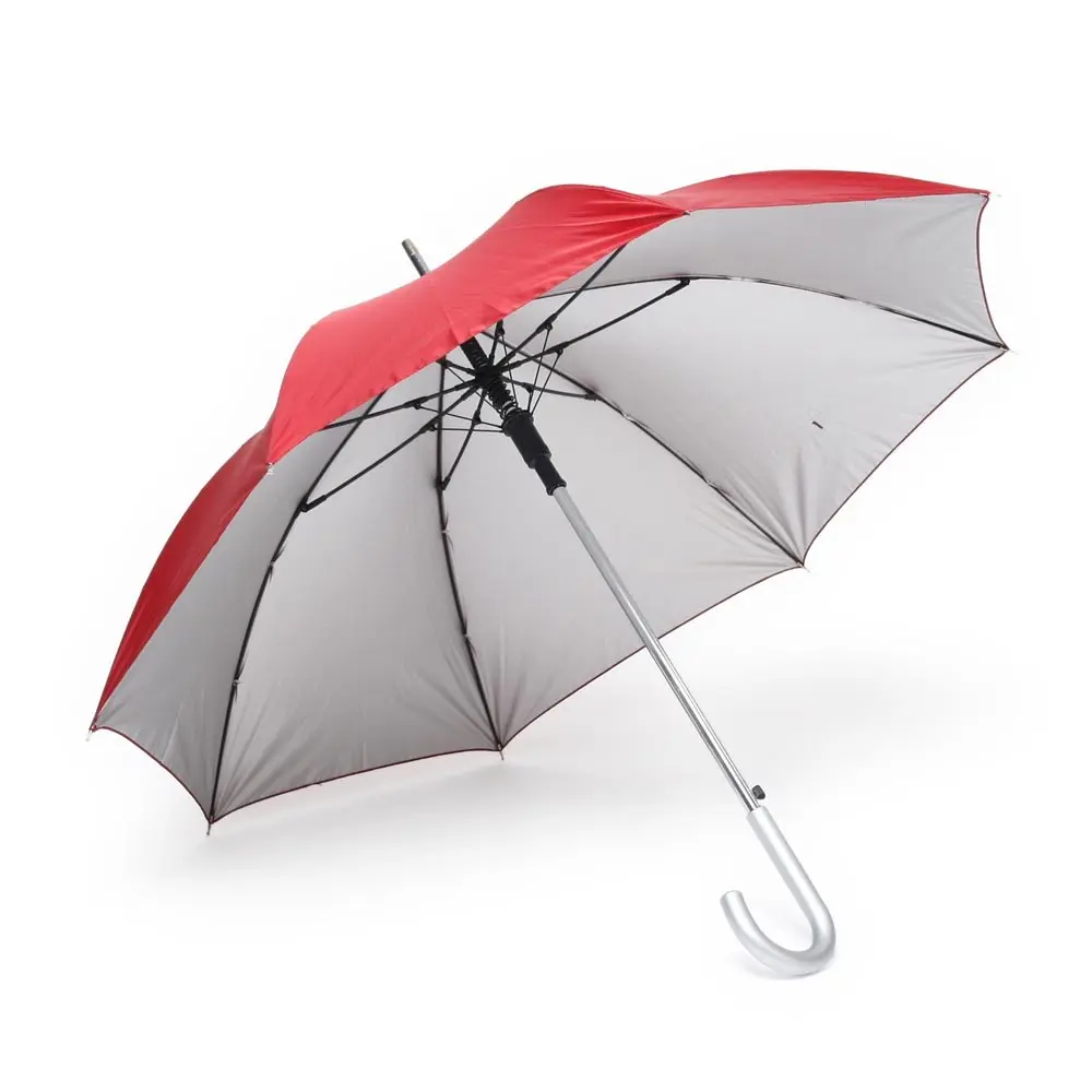 Зонт трость с металлической ручкой полуавтомат красный