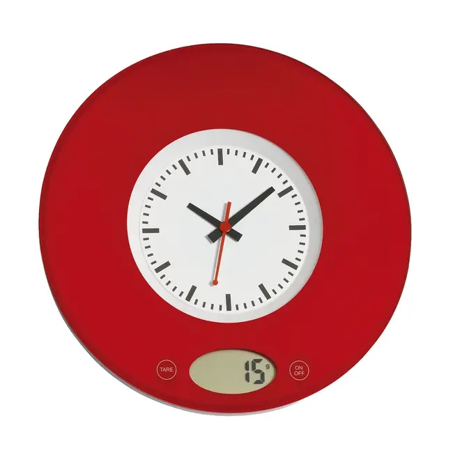 Ваги кухонні до 3 кг з таймером і годинником Белый Красный 2926-02