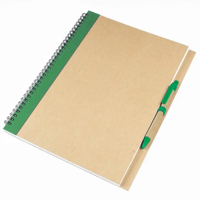 Блокнот A4 з ЕКО-ручкою зі смугою зелений Зеленый Древесный 6835-07