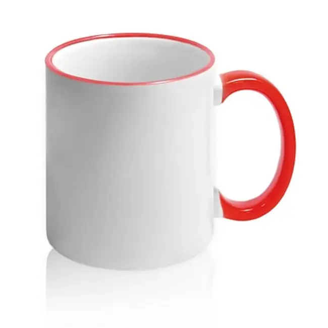 Чашка керамическая 340 мл Белый Красный 5384-01