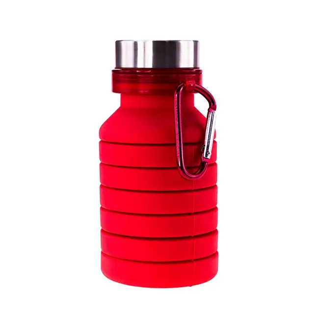 Бутылка для воды силиконовая 550 мл Серебристый Красный 12112-01