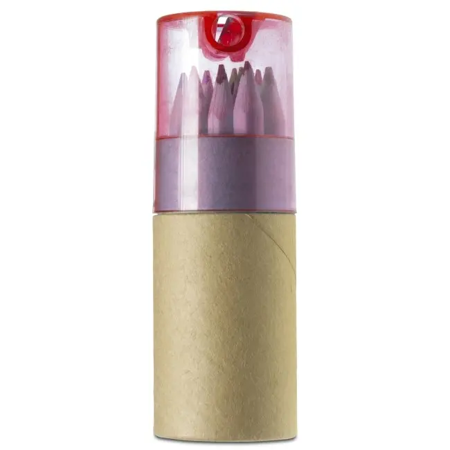 Набір кольорових олівців 12 штук і точилка Коричневый Древесный Красный 6756-01