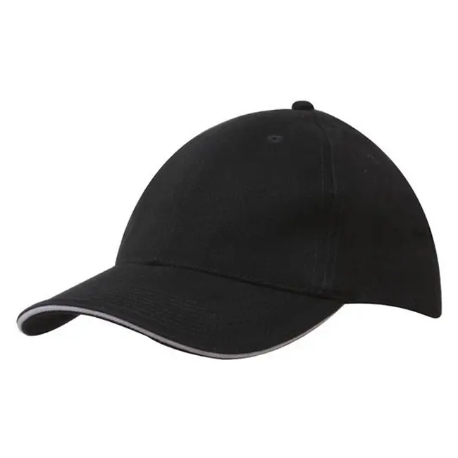 Кепка 'HeadWear' 'Brushed Cotton Cap with Trim' Black-White Черный Белый 6949-04