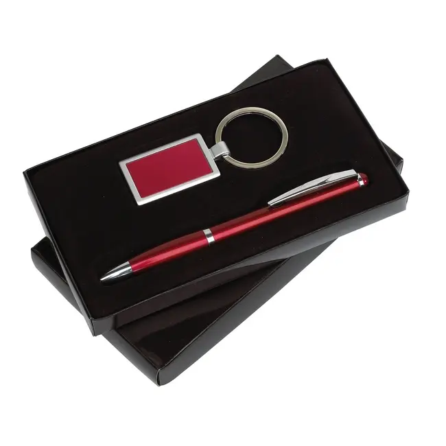 Набор подарочный ручка брелок Серебристый Красный 2767-03