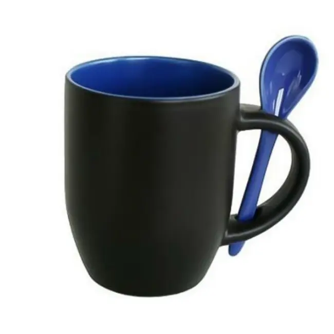 Чашка с ложечкой 400 мл Черный Синий 8938-05