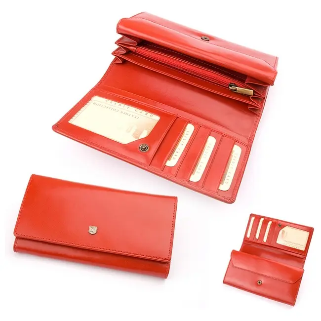 Бумажник кожанный женский Красный 3692-02