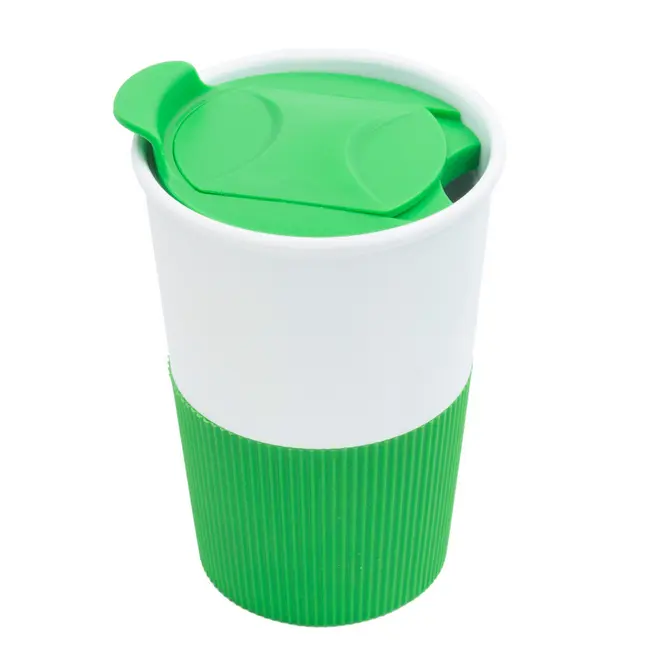 Термостакан пластиковий Белый Зеленый 7203-04