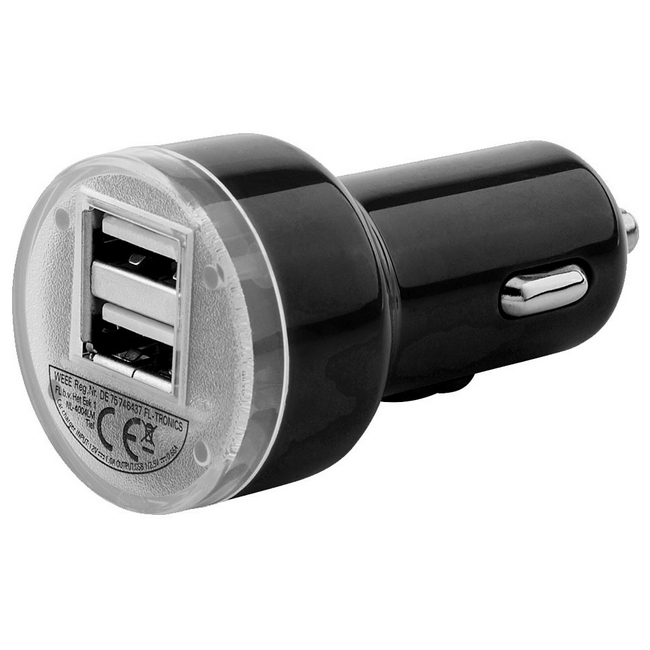 Автомобильная зарядка на 2 USB порта Черный 1578-01