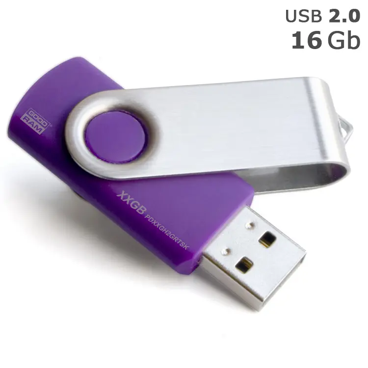 Флешка 'GoodRAM' 'Twister' под логотип 16 Gb USB 2.0 фиолетовая Серебристый Фиолетовый 4216-02