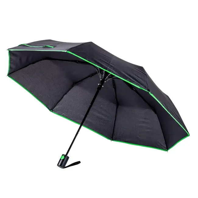 Зонт складной полуавтоматический Черный Зеленый 7298-04