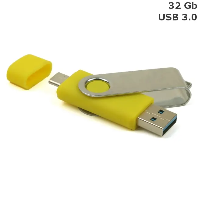 Флешка 'Twister Double' Type-C 32 Gb USB 3.0 Желтый Серебристый 14972-02