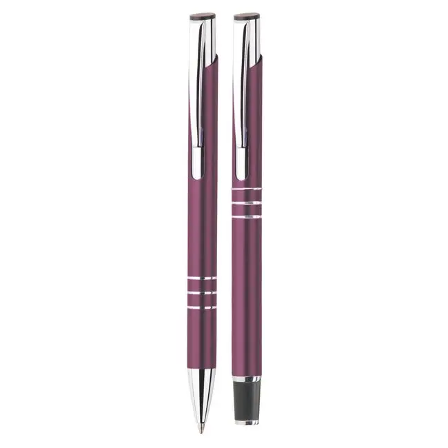 Набор шариковая и перьевая ручка металлические Серебристый Черный Фиолетовый 5674-06