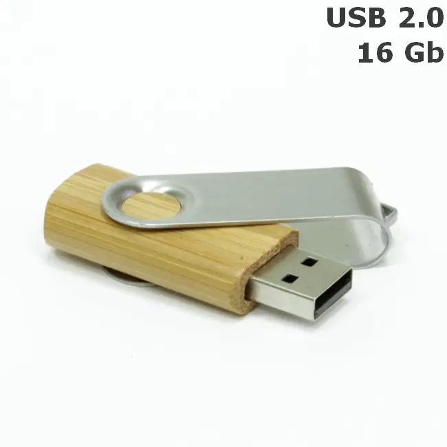 Флешка 'Twister' деревянная 16 Gb USB 2.0 Древесный Серебристый 3675-92