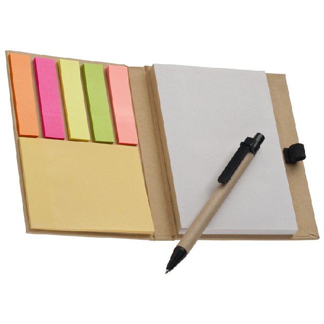 Блокнот A6 ЭКО с самоклеющимися бумажками и ручкой Черный Коричневый 4933-01