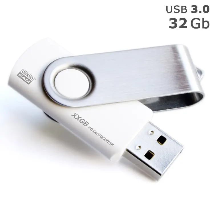 Флешка 'GoodRAM' 'Twister' под логотип 32 Gb USB 3.0 белая Серебристый Белый 5160-09