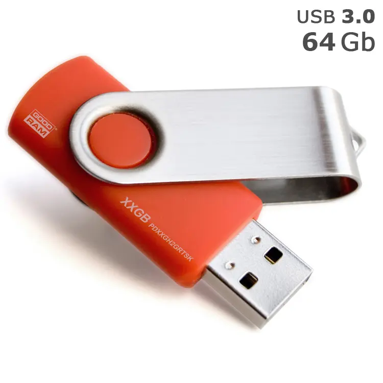 Флешка 'GoodRAM' 'Twister' 64 Gb USB 3.0 червона Серебристый Красный 4567-02