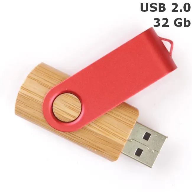 Флешка 'Twister' деревянная 32 Gb USB 2.0 Древесный Красный 8692-108