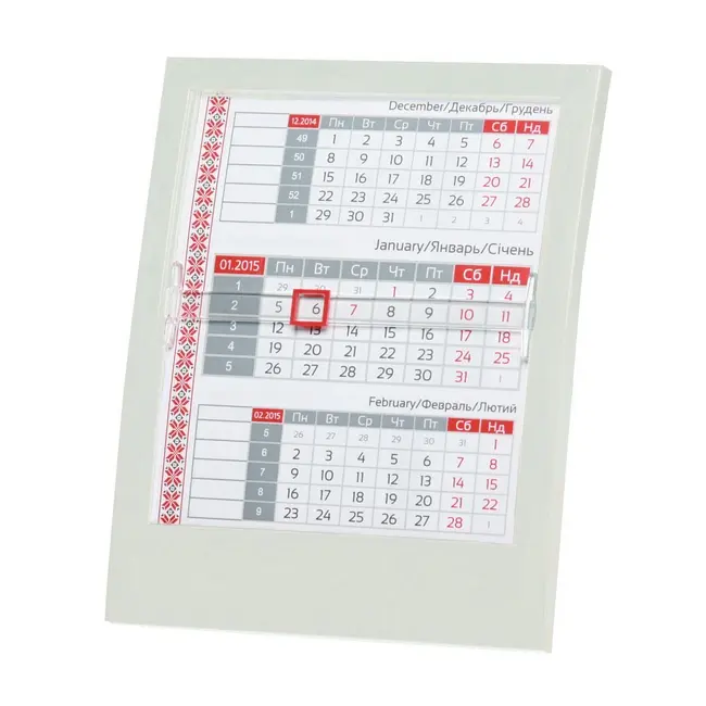 Календарь настольный квартальный Серый Красный Белый 1243-03