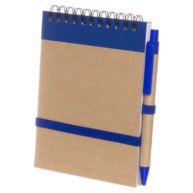 Блокнот A6 вертикальный с ЭКО-ручкой с полосой синий