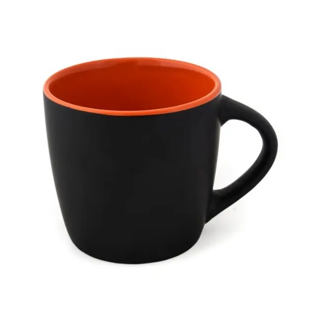 Чашка керамическая матовая 300 мл Оранжевый Черный 7009-02