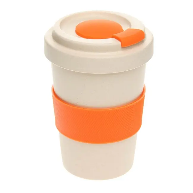 Чашка пластикова з кришкою 500мл Оранжевый Бежевый 13195-04