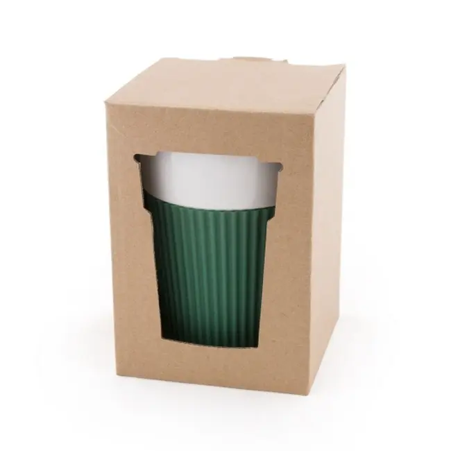 Чашка керамическая 400 мл Зеленый Белый 6025-08