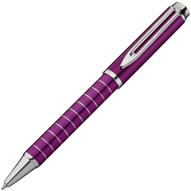 Ручка металева смугаста Серебристый Фиолетовый 4196-07